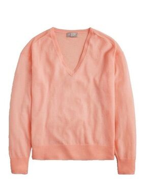 NWT J. Crew Oversized Featherweight Cashmere V-neck Sweater Blushed Peach